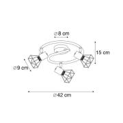 Mosh loftlampe, spiral, 3 lyskilder, sort