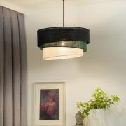 Euluna hængelampe Trio, sort/grøn/hvid, tekstil, Ø 45 cm