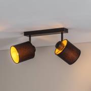 Suerte loftlampe, sort/guld, 2 lyskilder, tekstil, stål