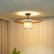 Euluna loftlampe Manila, guldfarvet, rattan, Ø 50 cm