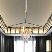 Hængelampe Aspen metal guldfarvet glaskrystaller, højde 50 cm