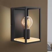 Libertad væglampe, bredde 14 cm, sort/træ, stål