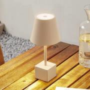 Lindby LED genopladelig bordlampe Janea CUBE, beige, metal