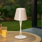 Lindby LED genopladelig bordlampe Janea, CROSS, beige, metal