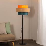 Trio gulvlampe, juteskærm, orange/naturbrun/petrol