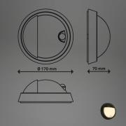 Udendørs LED-væglampe 3785015 sort bevægelsessensor 17 cm
