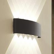 Lindby udendørs LED-væglampe Ithan, 27 cm, grå, 5 lyskilder, aluminium