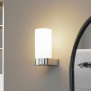 Lucande Basolo væglampe til badeværelset, krom, højde 17,2 cm, glas