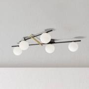 Kika loftlampe, 5 lyskilder, sort/hvid, metal, glas