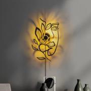 Væglampe Flower Faced, sort, metal, 54 x 34 cm, stik