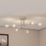 Loftlampe Flower 177, cremehvid, metal, 6 lyskilder