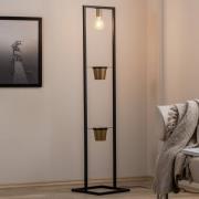 Flores gulvlampe, 1 lyskilde, sort/guld, stål