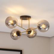 Magnum loftlampe, 4 lyskilder, grafit/guld/sort, glas, E14