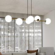 Hængelampe Gravity, opal hvid/guld/sort, glas, E14