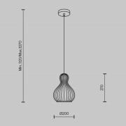 Maytoni Roots hængelampe, Ø 20 cm, højde 27 cm, træ/sort