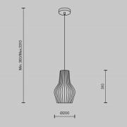 Maytoni Roots hængelampe, Ø 20 cm, højde 31 cm, træ/sort