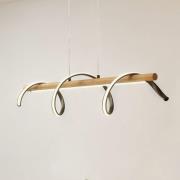 Lindby LED-hængelampe Spiraali, sort, træ, længde 95 cm