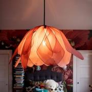 By Rydéns pendellampe Lou Lou, lyserød, Ø 80 cm, stof