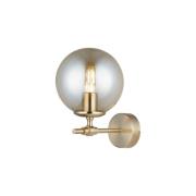 Portemo væglampe, messingfarvet, højde 27 cm, glas, jern