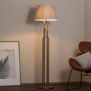 Lazar gulvlampe, grå/guld antik, højde 164 cm, tekstil/metal
