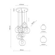 Hængelampe Cubus Mix, Ø 49 cm, 7 lyskilder, flerfarvet, glas, E27