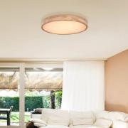 Rainer LED-loftlampe, Ø 60 cm, træ-effekt, metal, CCT