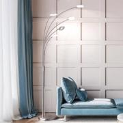 LED-gulvlampe Dent, nikkel/krom, 225 cm, metal, CCT 5 lyskilder.