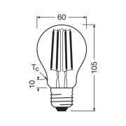 OSRAM LED glødepære Filament E27 3,8W 827 energiklasse A 3-pak