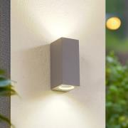 Lucande udendørs væglampe Xava, op/ned, grå, 2 lyskilder, GU10