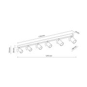Top loftspot, hvid, 127 cm, 6 lyskilder, metal, GU10