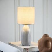PR Home Uno bordlampe, lysegrå, højde 47 cm, tekstil/keramik