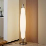 Lucande LED-gulvlampe Tarell, hvid/nikkel, 146 cm, dæmpbar