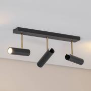 Axion loftlampe, 3 lyskilder, sort/guld, lang, stål