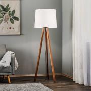 Quitani gulvlampe Alos, valnød, hvid chintz, trefod