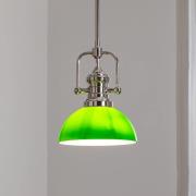 Hængelampe Platino, sølv/grøn, glas, 1 lyskilde, E27