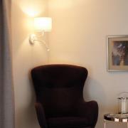 Rullevæglampe, stof, hvid/beige, læselampe