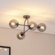 Portemo loftlampe, røggrå/nikkel, 83x74 cm, 4 lyskilder af glas