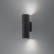 Carbon væglampe, sort, højde 20 cm, aluminium, 2 lyskilder.