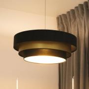 Triniti hængelampe, sort/guld, Ø 60 cm, tekstil