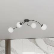 Loftlampe Vibra, opal/sort, længde 110 cm, glas, 4 lyskilder.