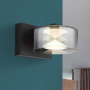 Belinda LED-væglampe, røggrå, bredde 15 cm, glas