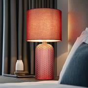 Sofia bordlampe, rød, højde 50 cm, stof/glas