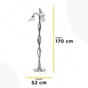 Gulvlampe Alga, 3 lyskilder, jern, glas, florentinsk
