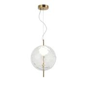 LED-pendellampe Dalia, klar/guldfarvet, Ø 30 cm, glas