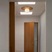 Loftlampe Siona, trædekor, metal, IP44, E27