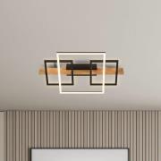 LED-loftlampe Cadre, 3000K, 55cm, sort, træ