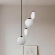 Lucande hængelampe Lunelle, sort, glas, 4 lyskilder, Ø 40 cm