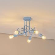 Oxford loftlampe, lyseblå, Ø 47 cm, metal, 5 lyskilder
