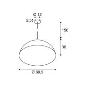 SLV hængelampe Forchini, 70 cm sort/guldfarvet plast