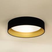 LED-loftlampe Plafond, fløjl, sort/guld, Ø 45 cm, dæmpbar